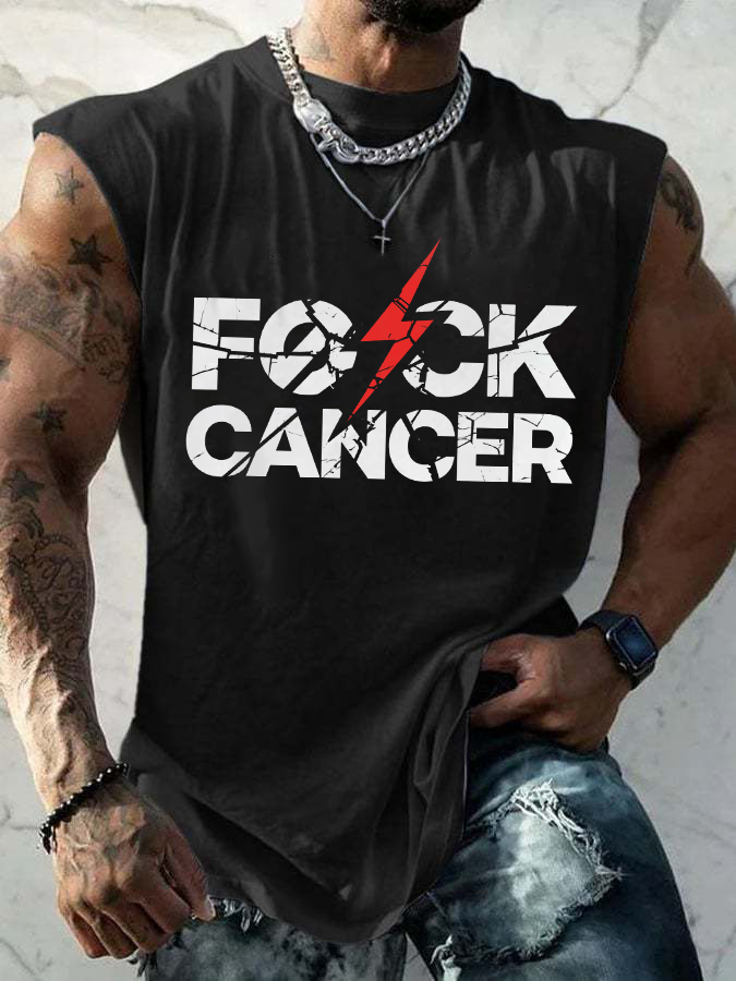 Men's Casual Hey Cancer Fuck You Based Print T Shirt