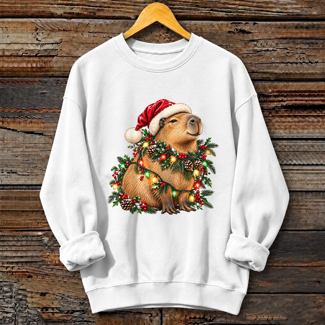 A Cute Pet Christmas Print Crewneck Sweatshirt