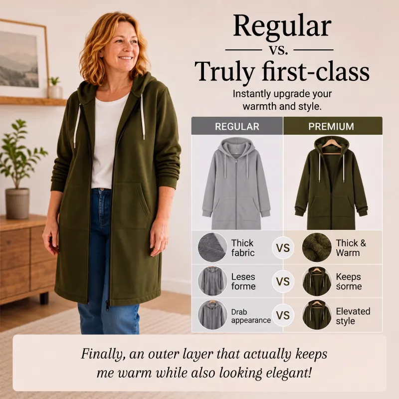 Women's zip-up fleece hoodie with a hood and front zipper