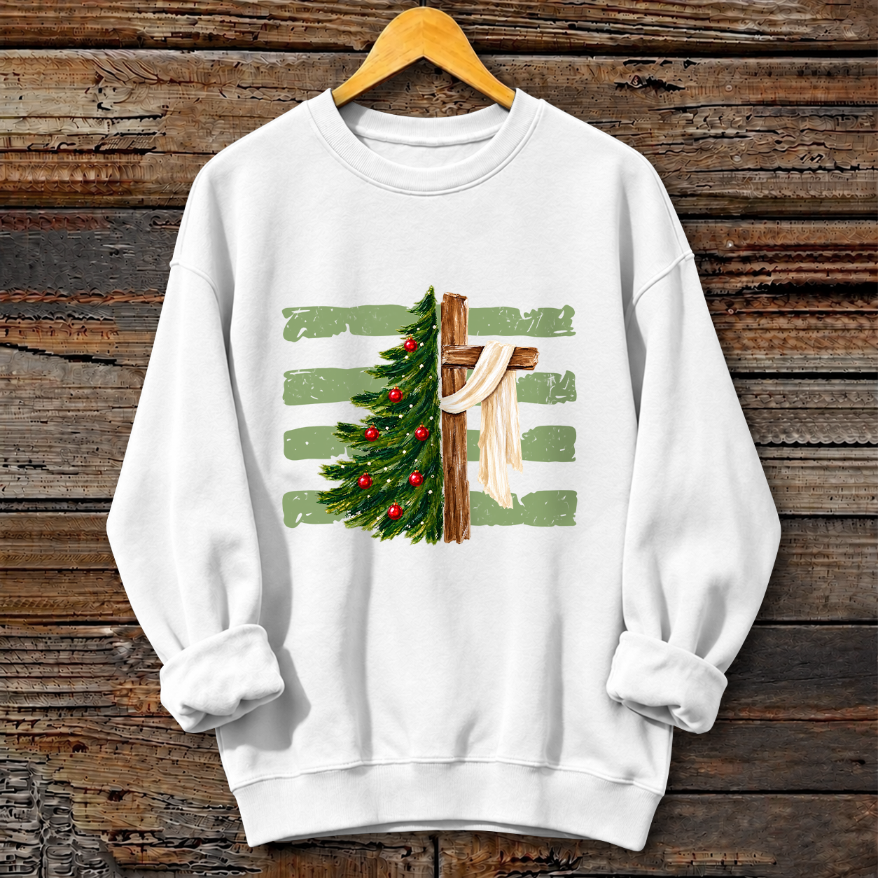 Christmas Tree Print Crewneck Sweatshirt