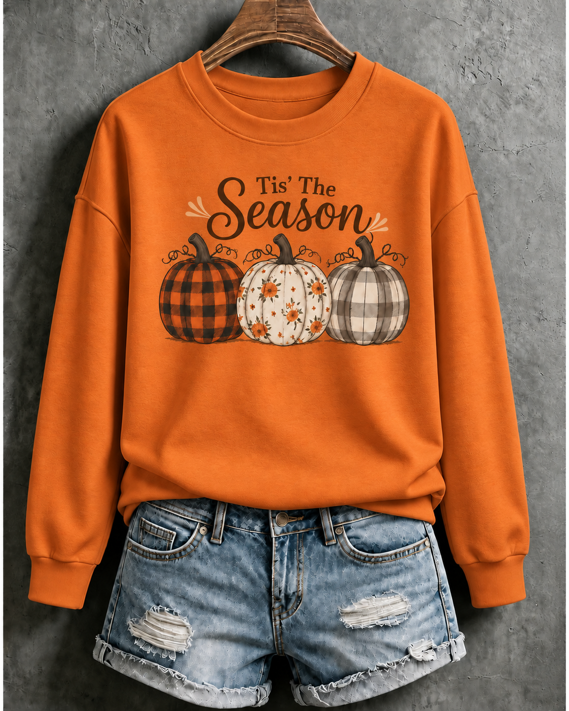 Tis' The Season Fall Style Pumpkin Thanksgiving Cotton Fleece Sweatshirt