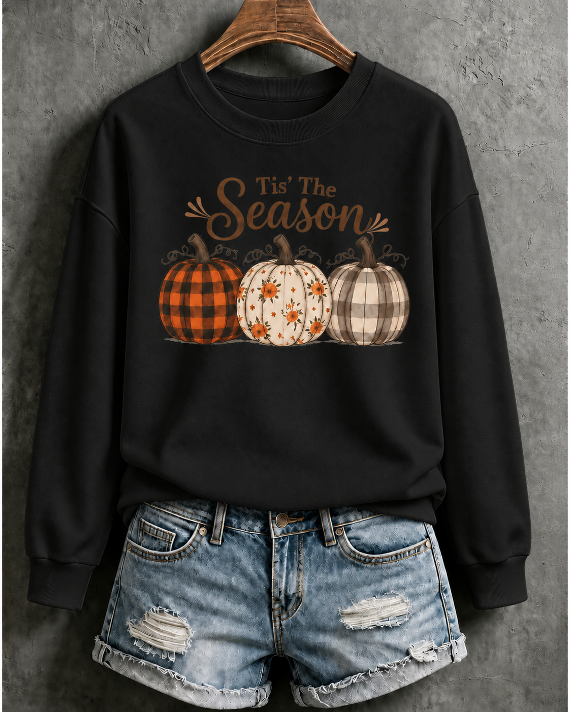 Tis' The Season Fall Style Pumpkin Thanksgiving Cotton Fleece Sweatshirt