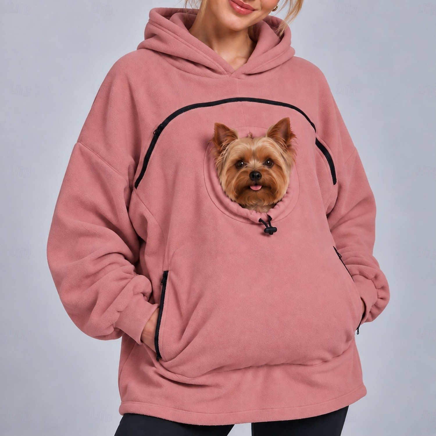 Bonding Pouch Hoodie Pet Lover Gifts Small Pet Carrier Cat Dog Cute Fleece Cozy Pocket for Women