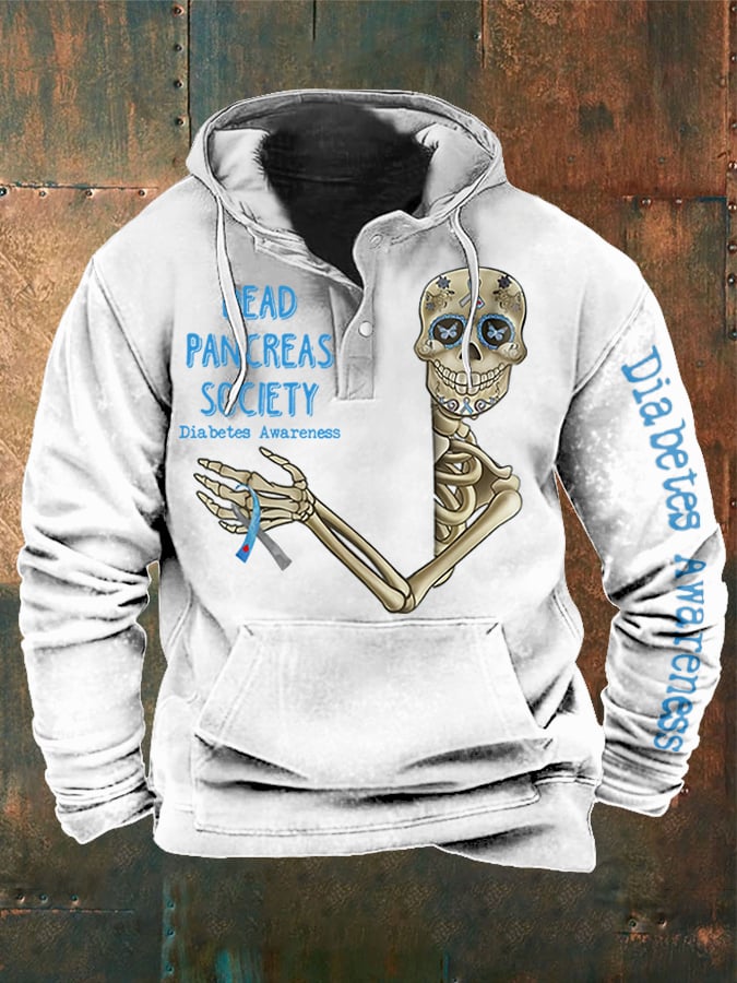 Men's Retro Dead Pancreas Society Diabetes Awareness Hoodie