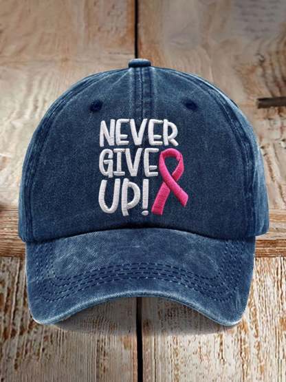 🩷Nobody Fights Alone🩷Never Give Up Pink Ribbon Breast Cancer Awareness Print Baseball Cap