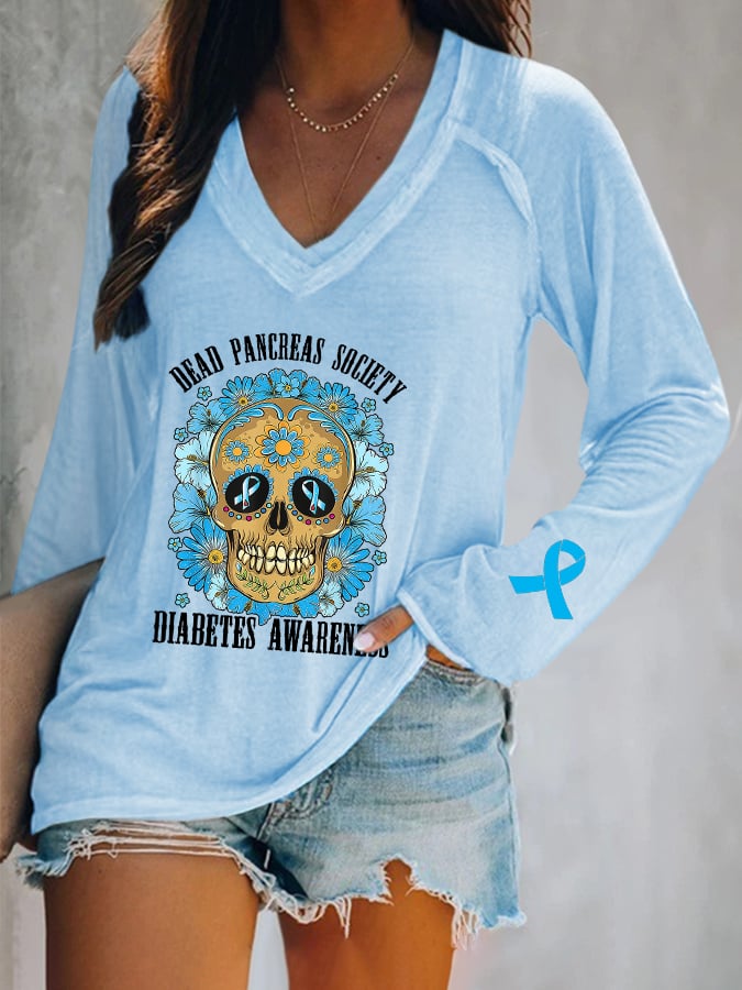 Women's Dead Pancreas Society Diabetes Awareness Printed T-Shirt