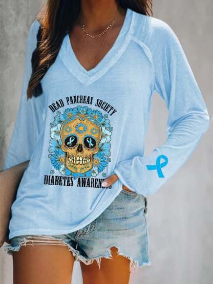 Women's Dead Pancreas Society Diabetes Awareness Printed T-Shirt