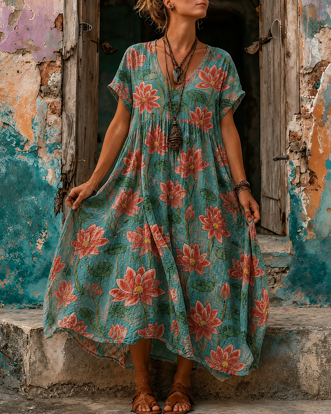 Casual Vacation Floral Print Dress