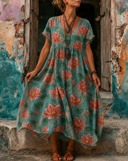 Casual Vacation Floral Print Dress