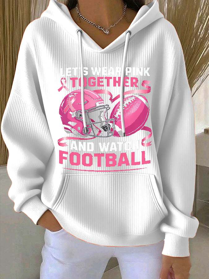 Women's Casual Breast Cancer Awareness Rugby Hoodie