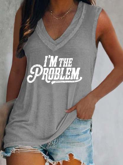 Women's I'M The Problem Western Country Music Print Casual Vest