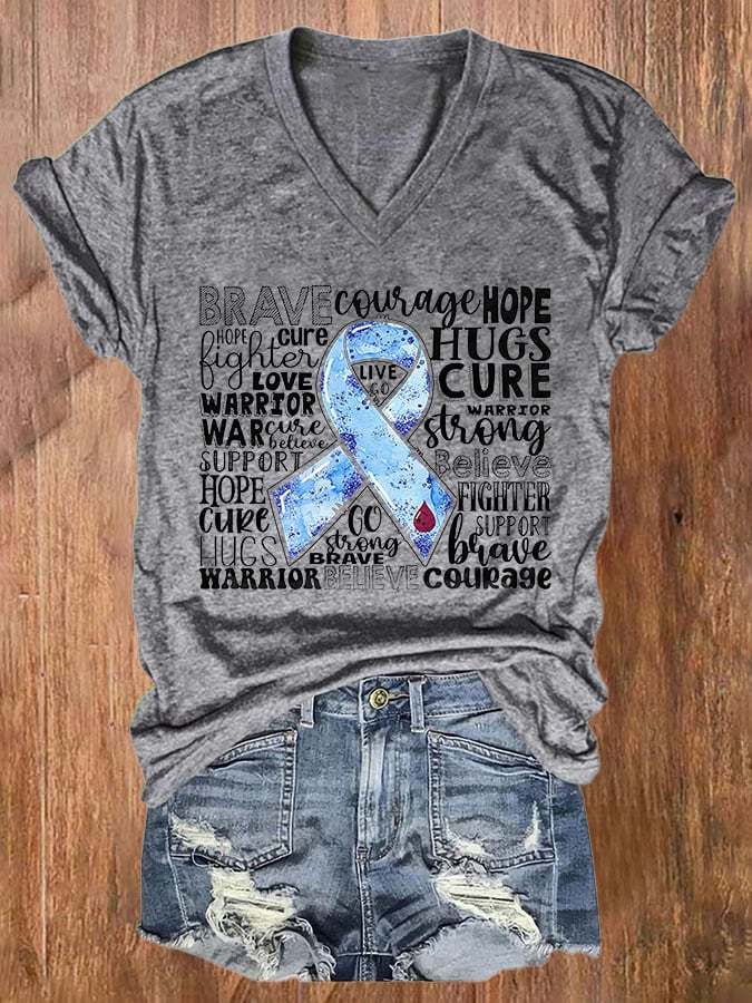 Women's Casual Diabetes Awareness Printed Short Sleeve T-Shirt
