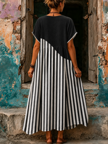 Casual Vacation Retro Geometric Print Maxi Dress