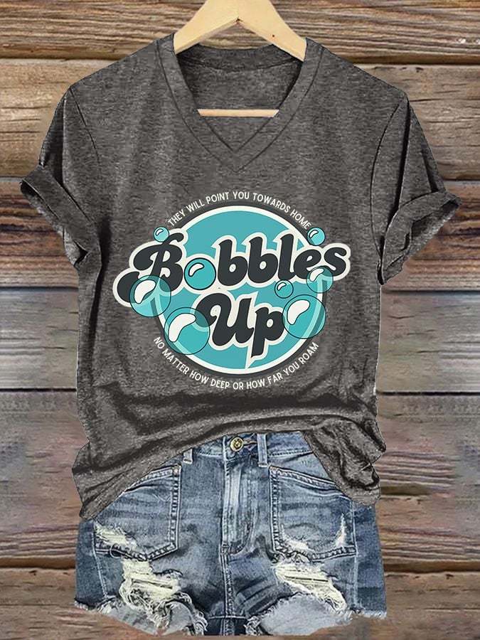 V-Neck Retro They Will Point You Towards Home No Matter How Deep Or How Far You Roam Print T-Shirt