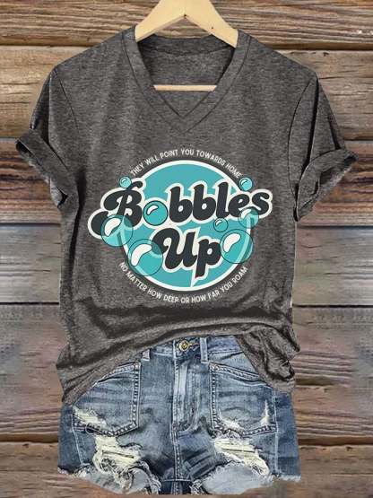 V-Neck Retro They Will Point You Towards Home No Matter How Deep Or How Far You Roam Print T-Shirt