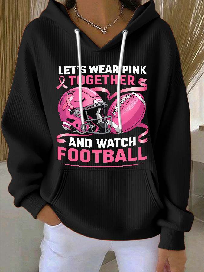 Women's Casual Breast Cancer Awareness Rugby Hoodie