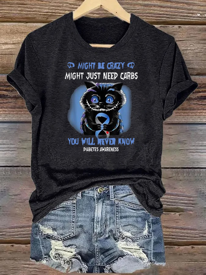 Women's Retro Diabetes Awareness  Print  T-Shirt