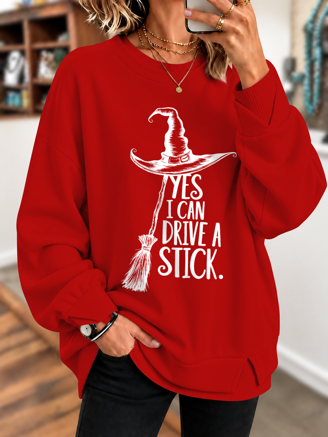 Yes I Can Drive a Stick Printed Sweatshirt