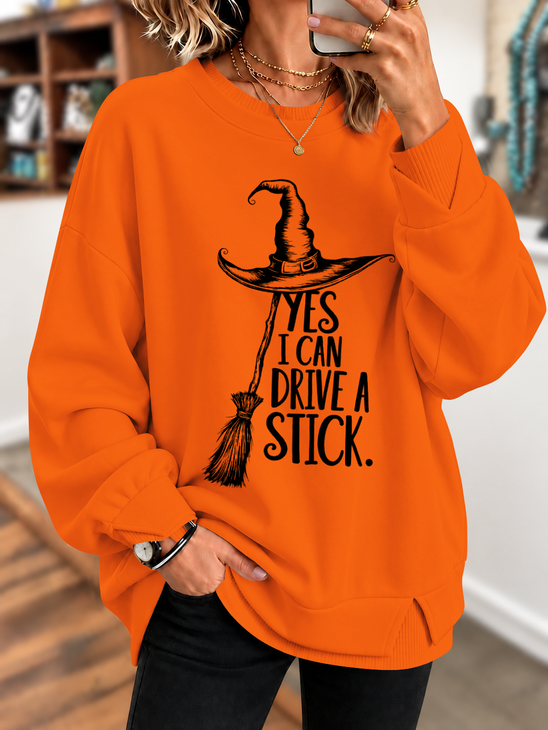 Yes I Can Drive a Stick Printed Sweatshirt