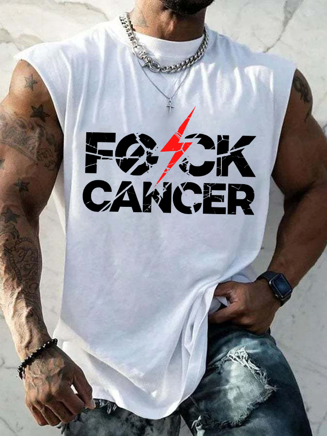 Men's Casual Hey Cancer Fuck You Based Print T Shirt