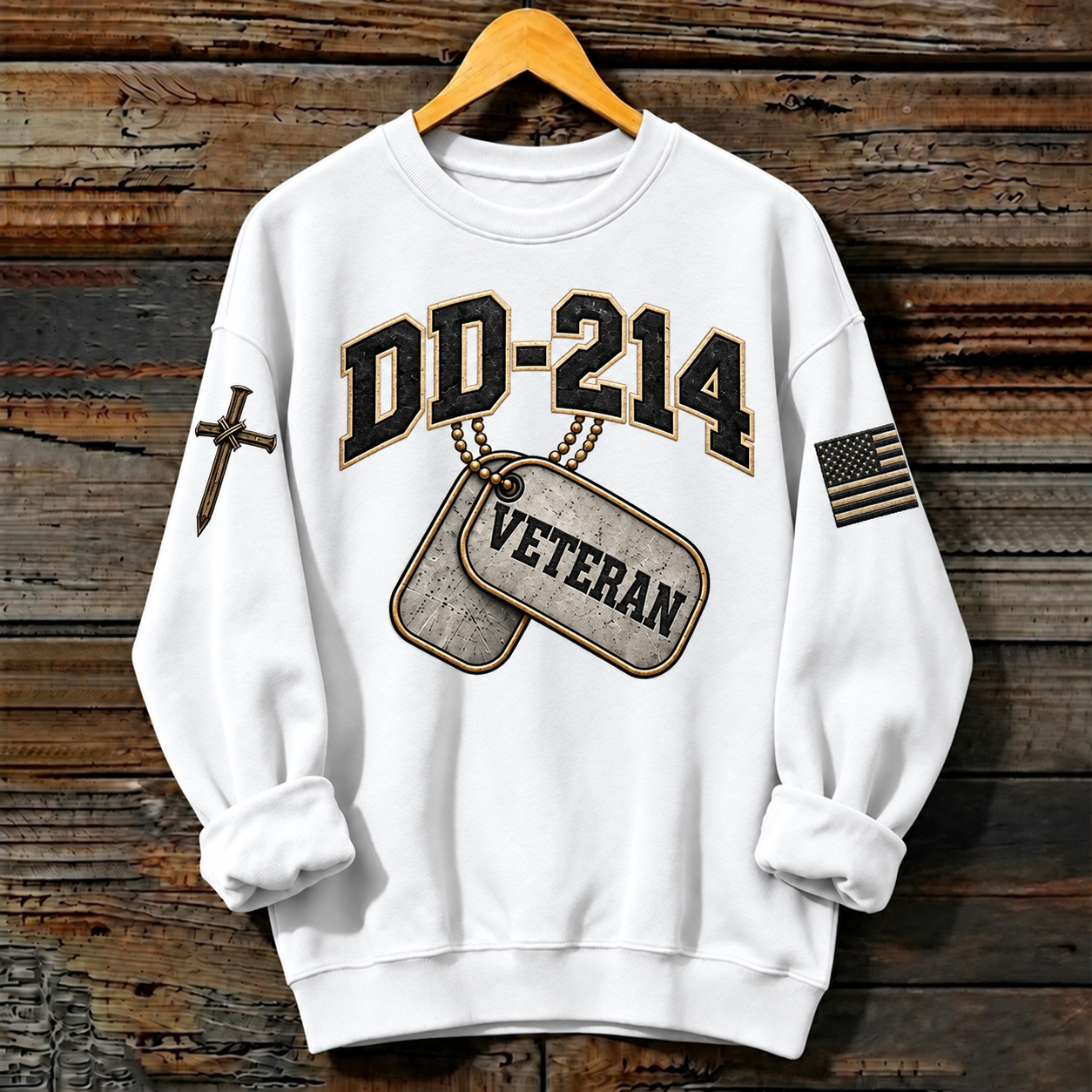 Women’s Veterans Day DD-214 Faith Printed Crewneck Sweatshirt
