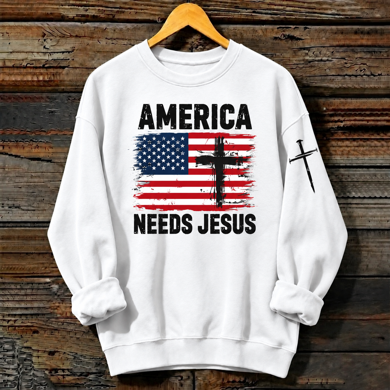 Women’s Veterans Day Faith Printed Crewneck Sweatshirt