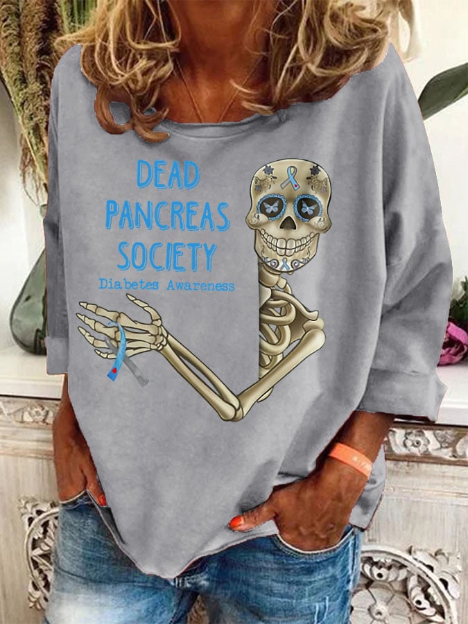 Women'S Dead Pancreas Society Diabetes Awareness Print Sweatshirt
