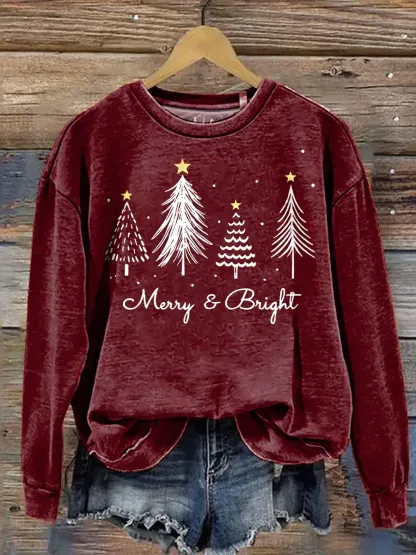Christmas Tree Pattern Art Print Casual Sweatshirt