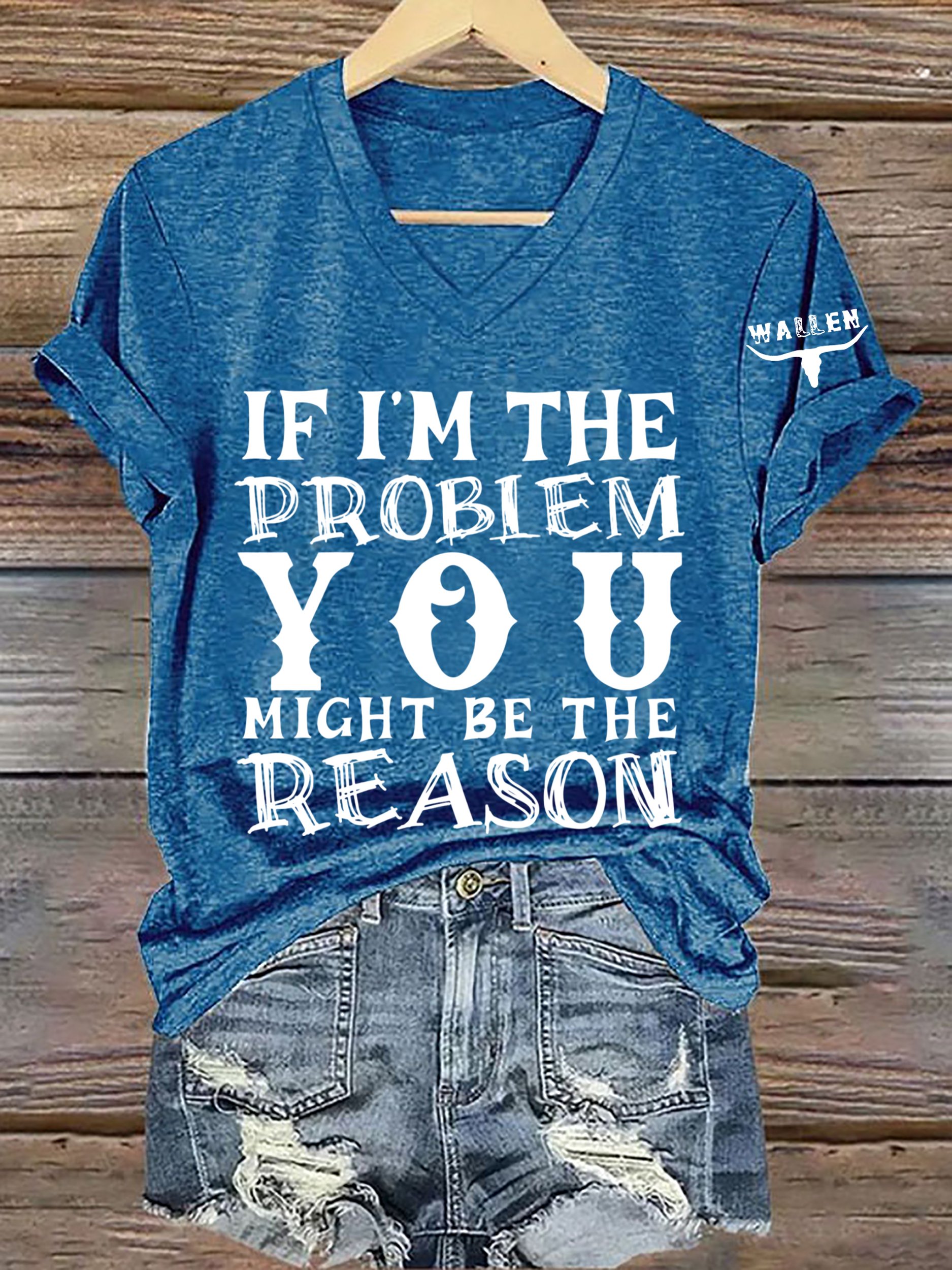 Women's  If I'm The Problem Maybe You're The Reason Printed Short-Sleeved T-Shirt