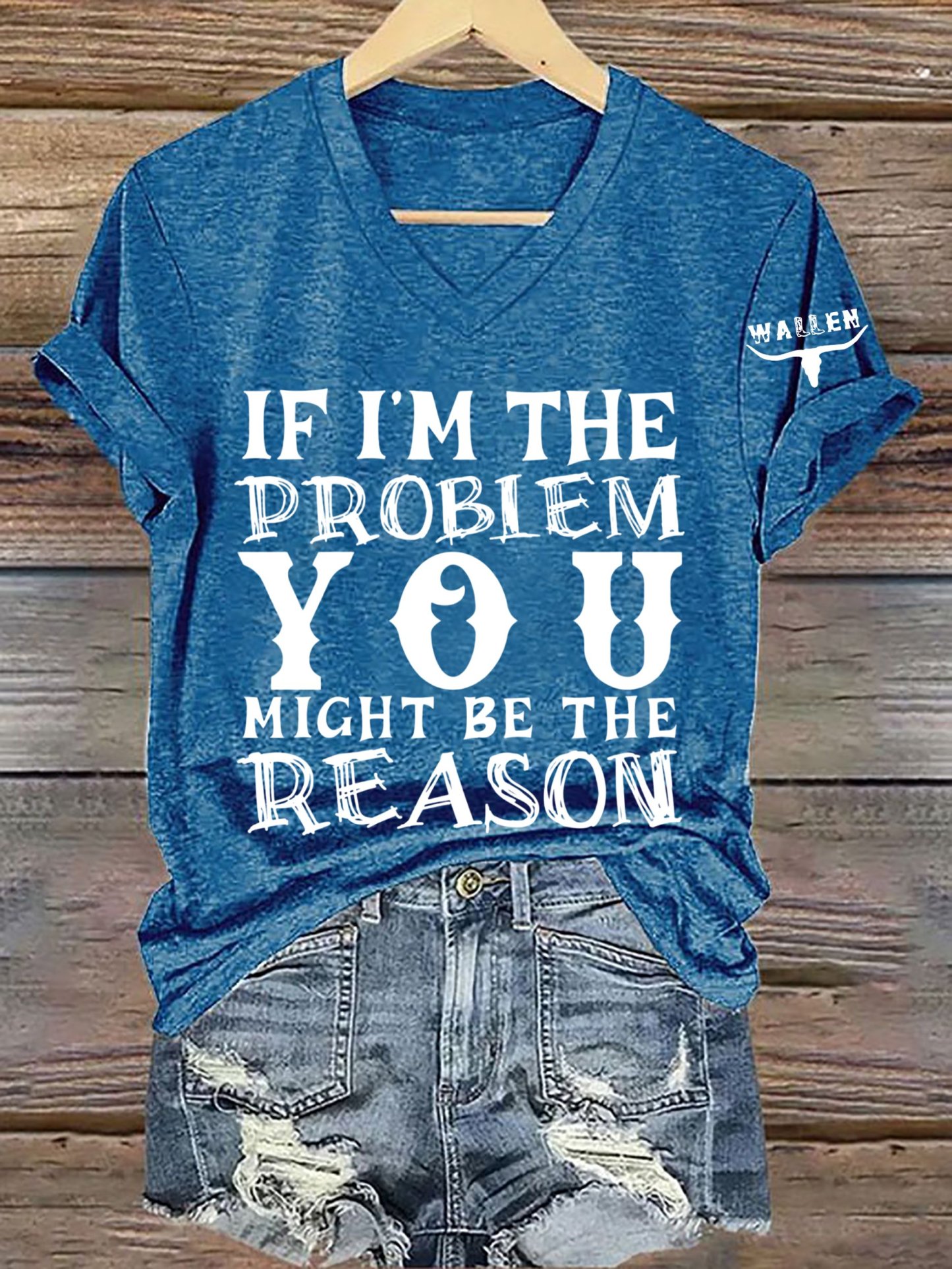 Women's If I'm The Problem Maybe You're The Reason Printed Short-Sleev