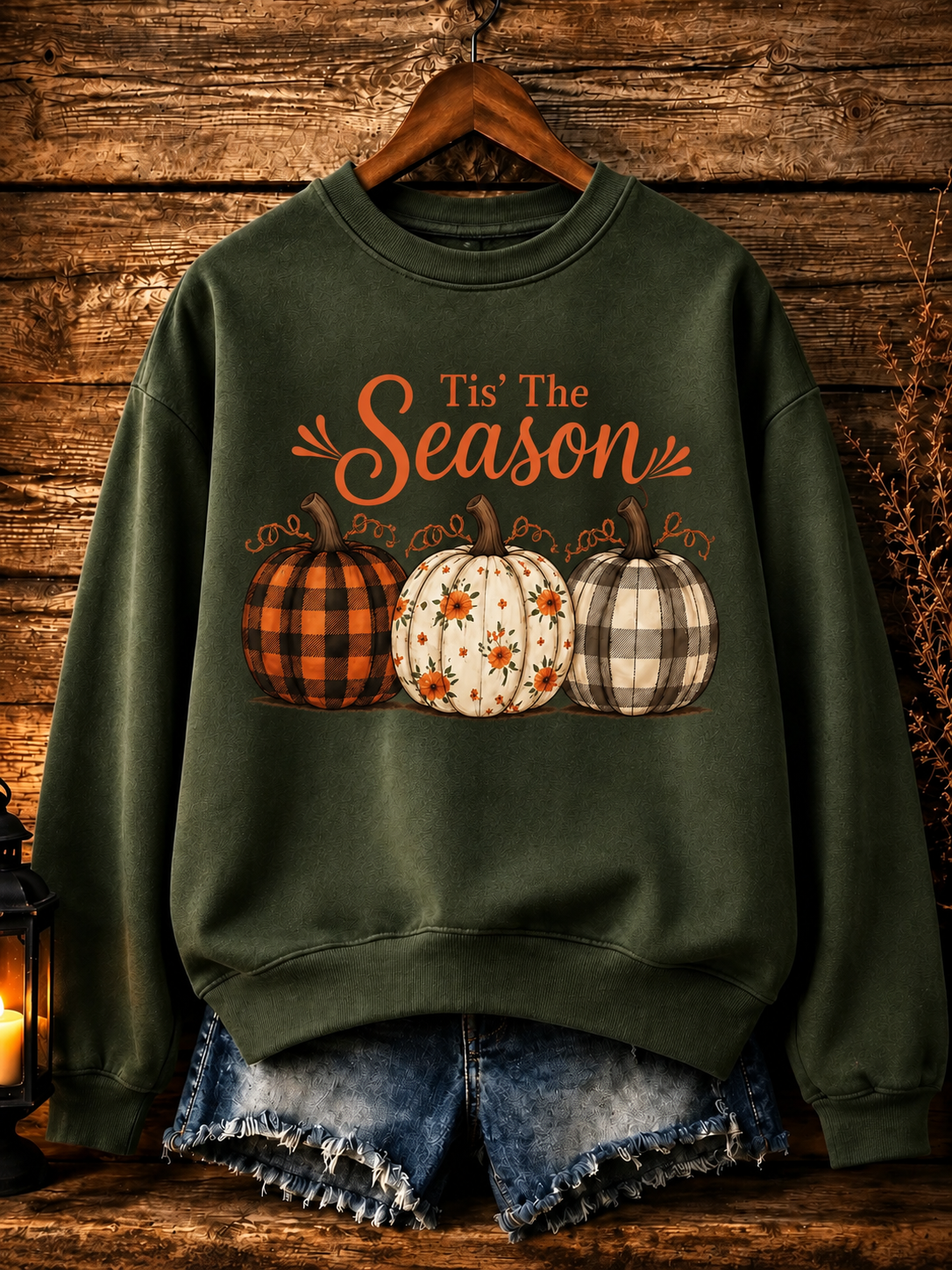Tis' The Season Fall Style Pumpkin Thanksgiving Cotton Fleece Sweatshirt