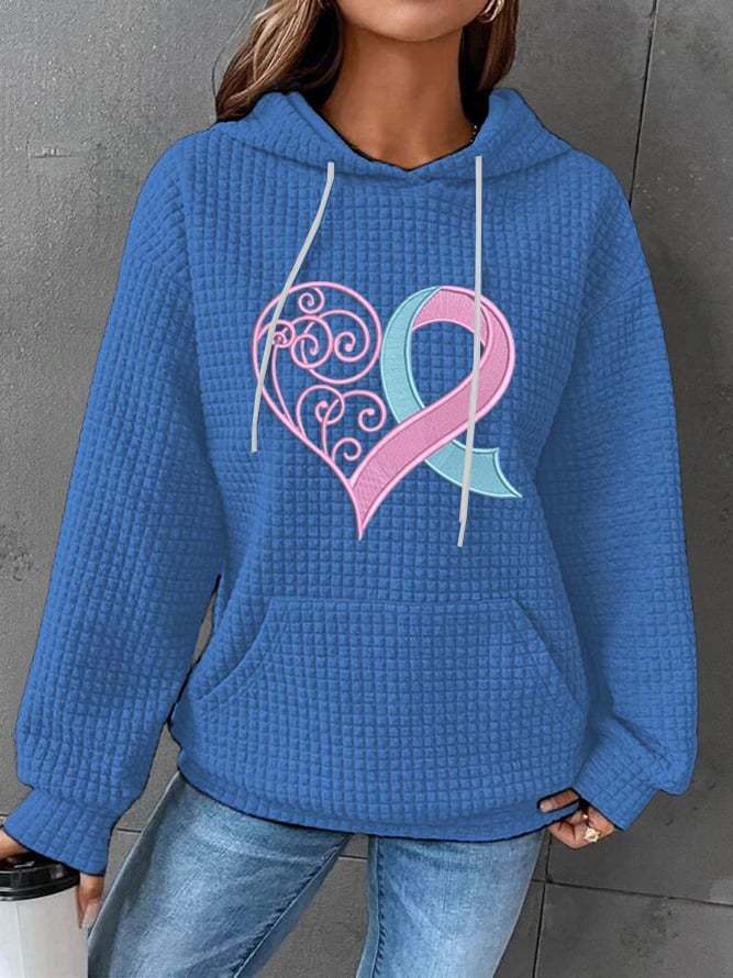Women's Pink Heart Print Hoodie