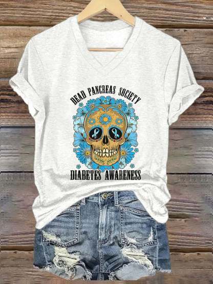 Women's Diabetes Awareness Print Casual T-shirt