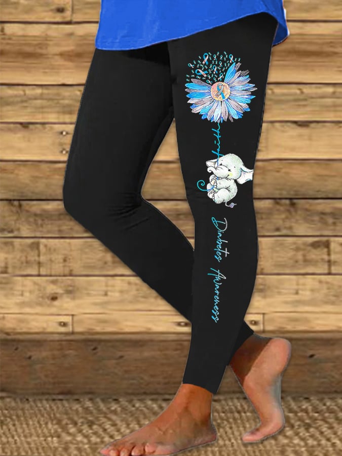 Women's Diabetes Awareness Faith Big Print Leggings