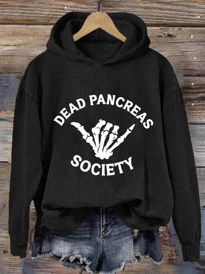 Women's Dead Pancreas Society  Printed Casual Hoodie