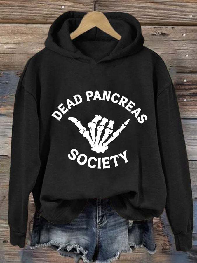 Women's Dead Pancreas Society  Printed Casual Hoodie