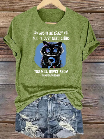 Women's Retro Diabetes Awareness  Print  T-Shirt