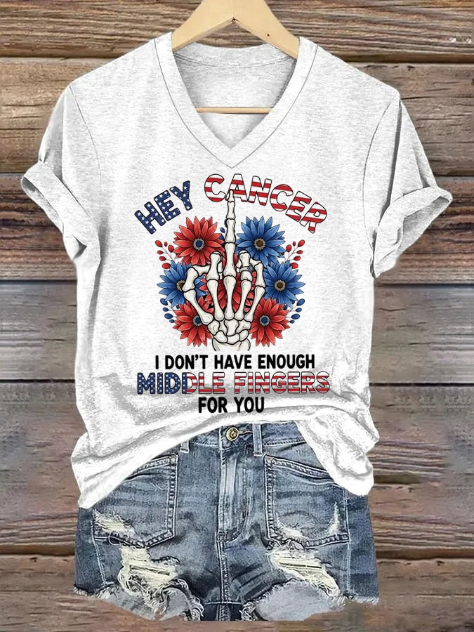 Women's Hey Cancer I Don't Have Enough Middle Fingers For You Short Sleeve T-shirt