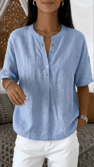 Women’s Casual Henley Collar Short-sleeve Shirt 