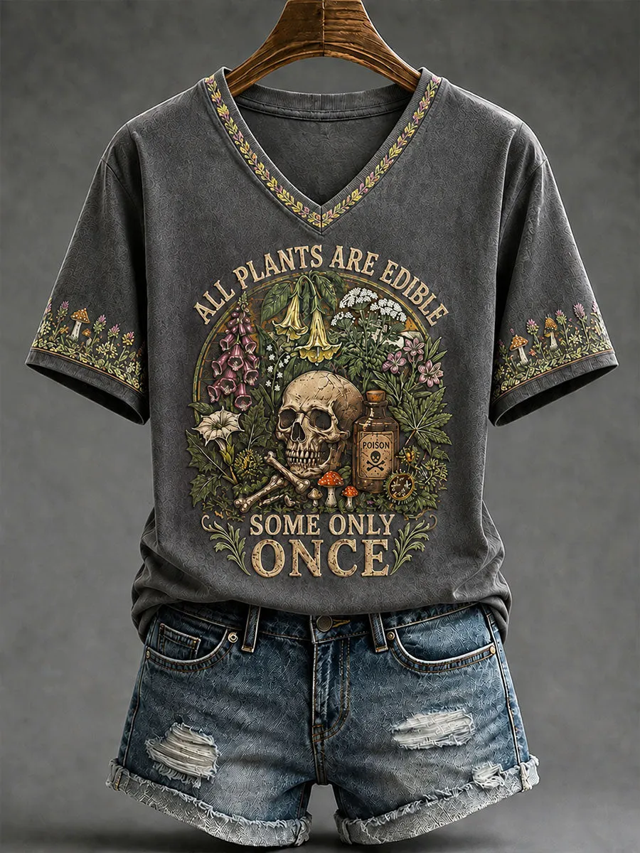 Halloween Print V-Neck T-Shirt