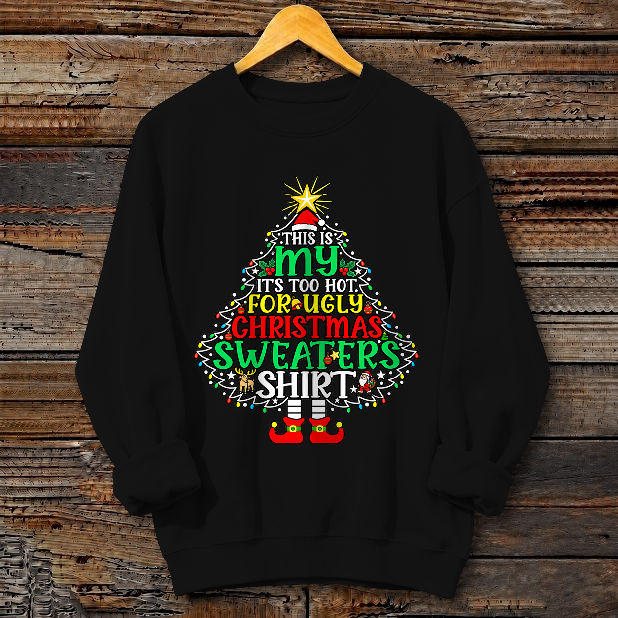 Fun, ugly Christmas Print Crewneck Sweatshirt