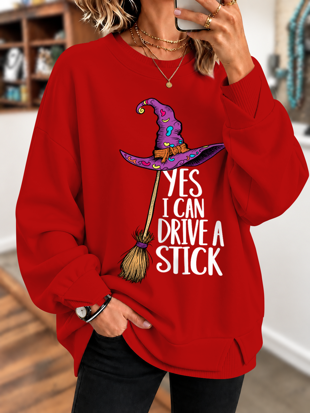 Yes I Can Drive a Stick Printed Sweatshirt