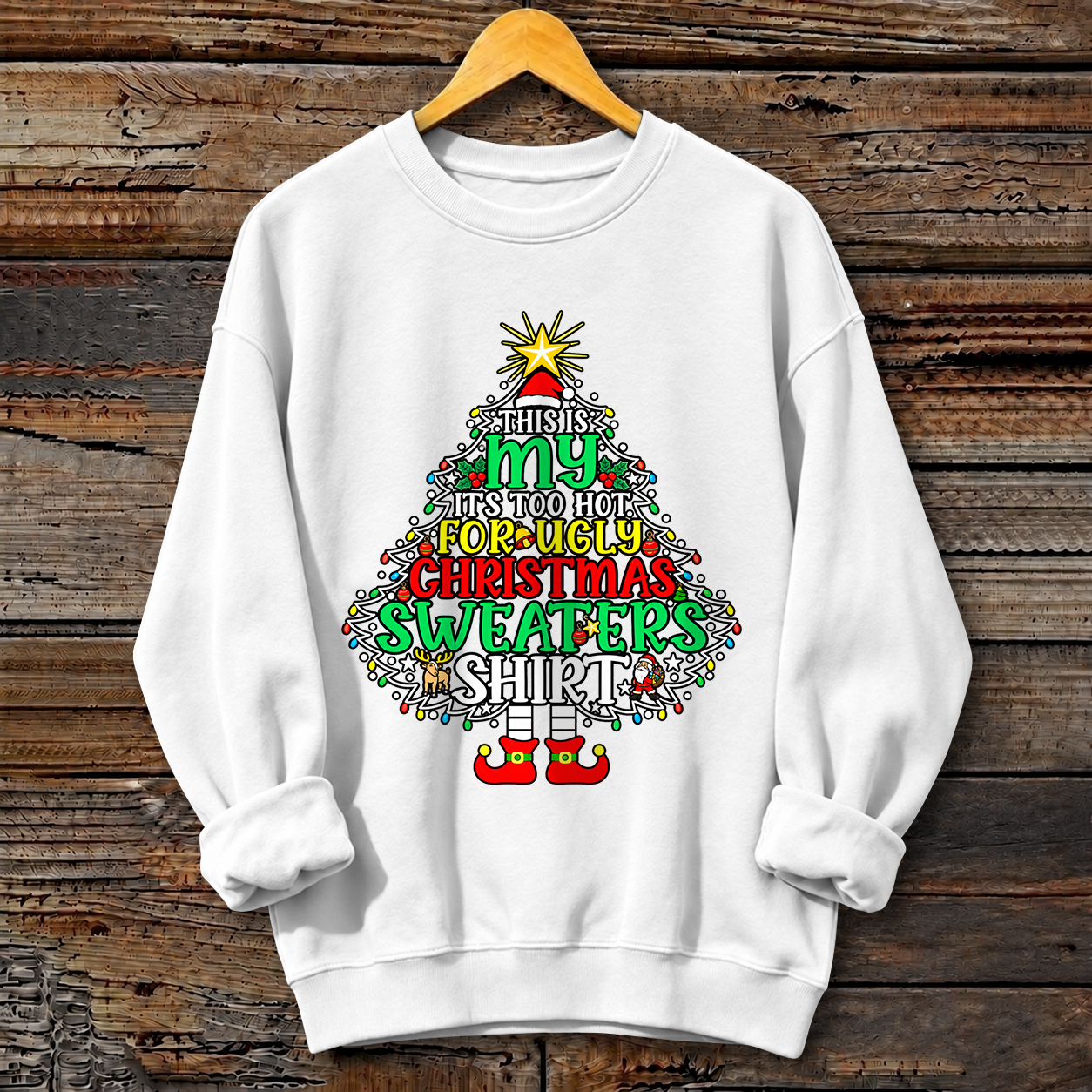 Fun, ugly Christmas Print Crewneck Sweatshirt