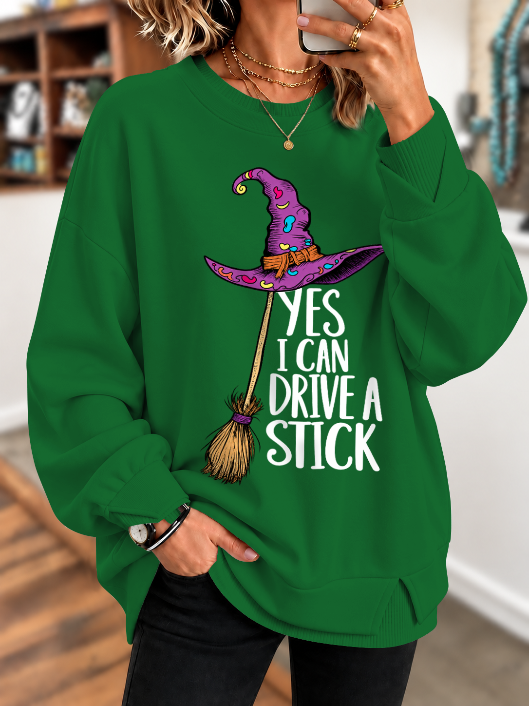Yes I Can Drive a Stick Printed Sweatshirt