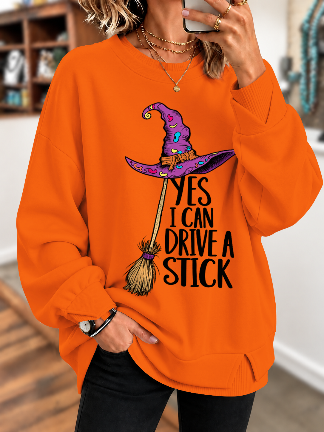 Yes I Can Drive a Stick Printed Sweatshirt