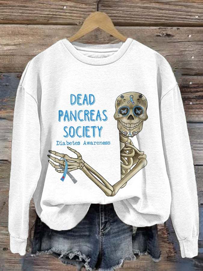 Diabetes Awareness Dead Pancreas Society Print Sweatshirt