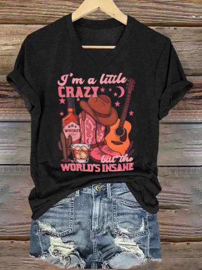 Women's I'm A Little Crazy Printed Short-Sleeved T-Shirt