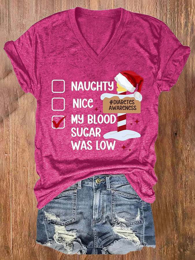 Women's Casual Diabetes Awareness Printed Short Sleeve T-Shirt