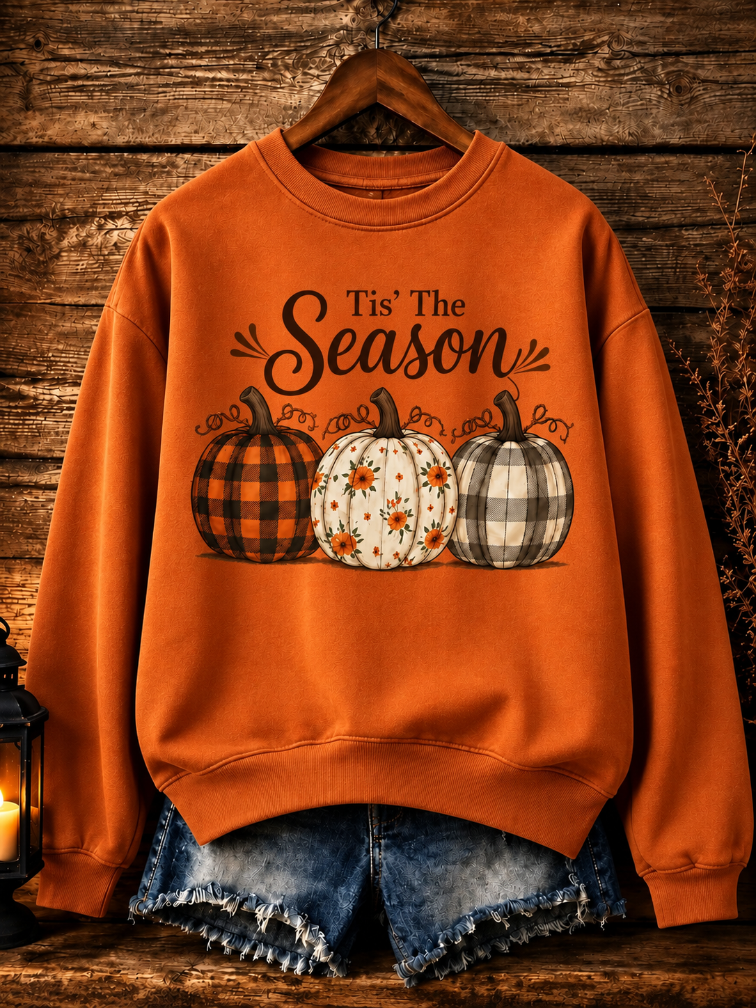 Tis' The Season Fall Style Pumpkin Thanksgiving Cotton Fleece Sweatshirt