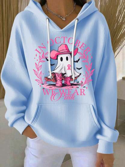Women's Breast Cancer IN OCTOBER WE WEAR Pink Print Casual Hoodie